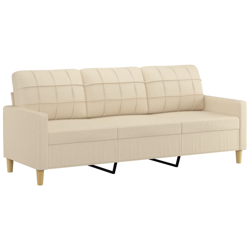 Trosjed s tabureom krem 180 cm od tkanine