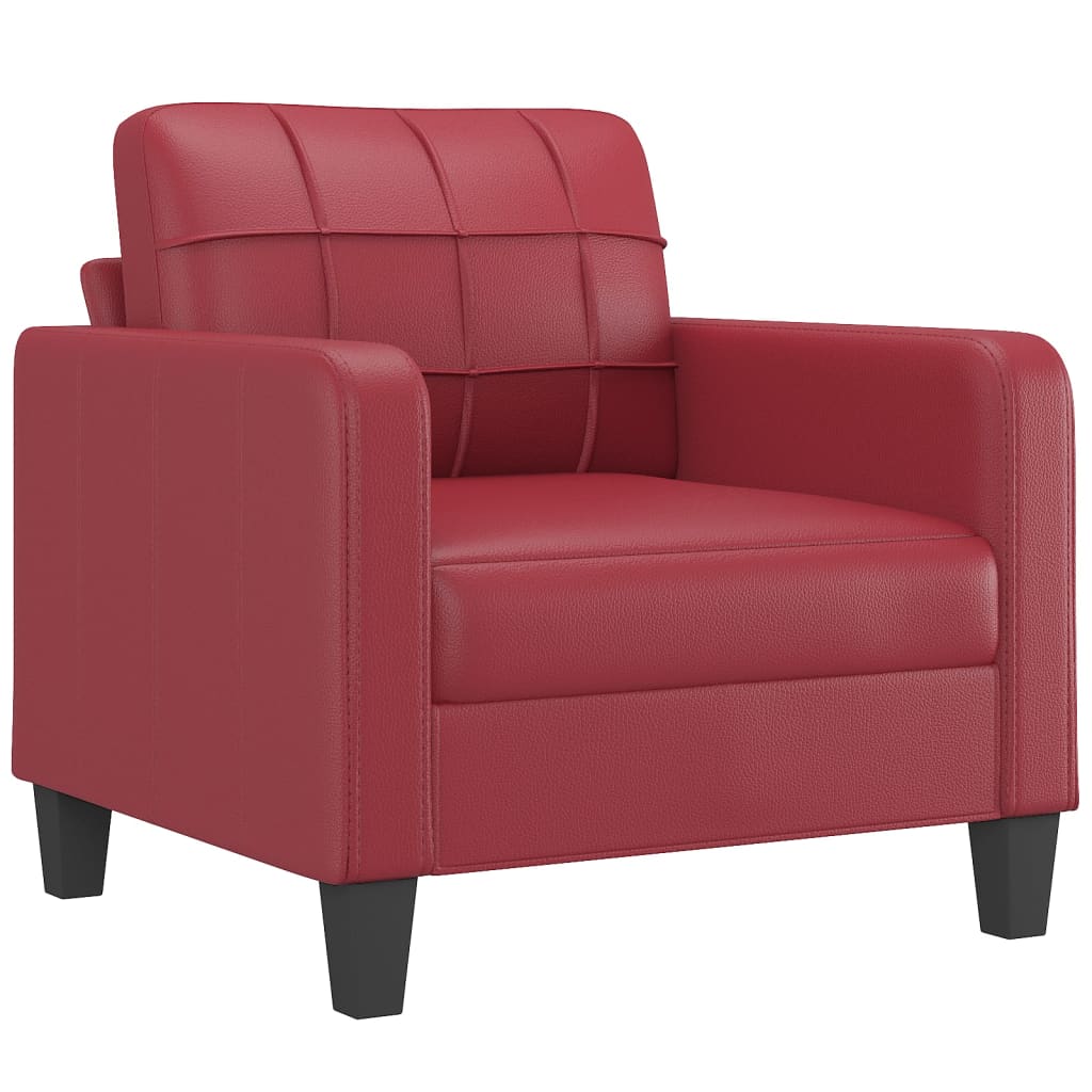 Fotelja s tabureom crvena boja vina 60 cm od umjetne kože