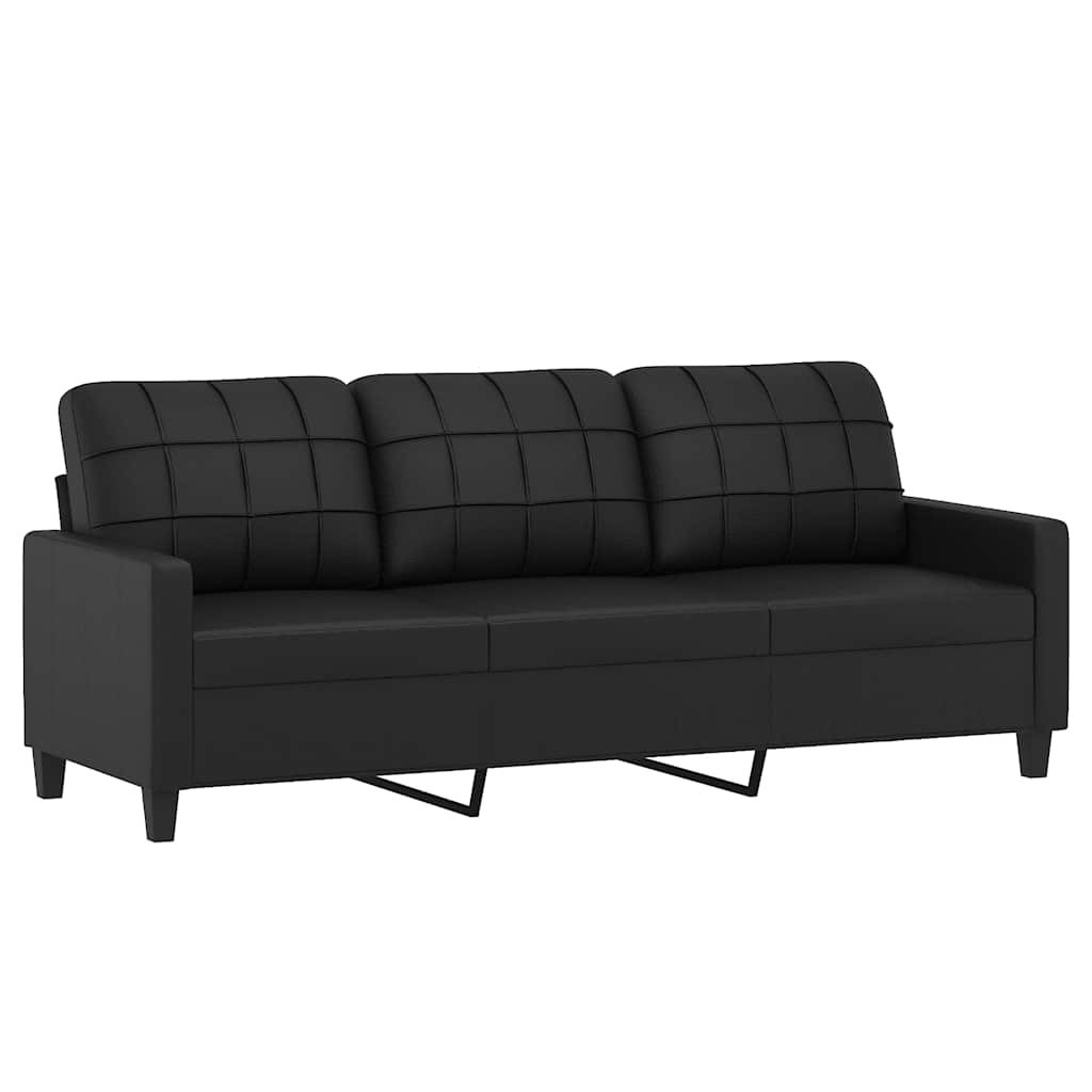 Trosjed s tabureom crni 180 cm od umjetne kože
