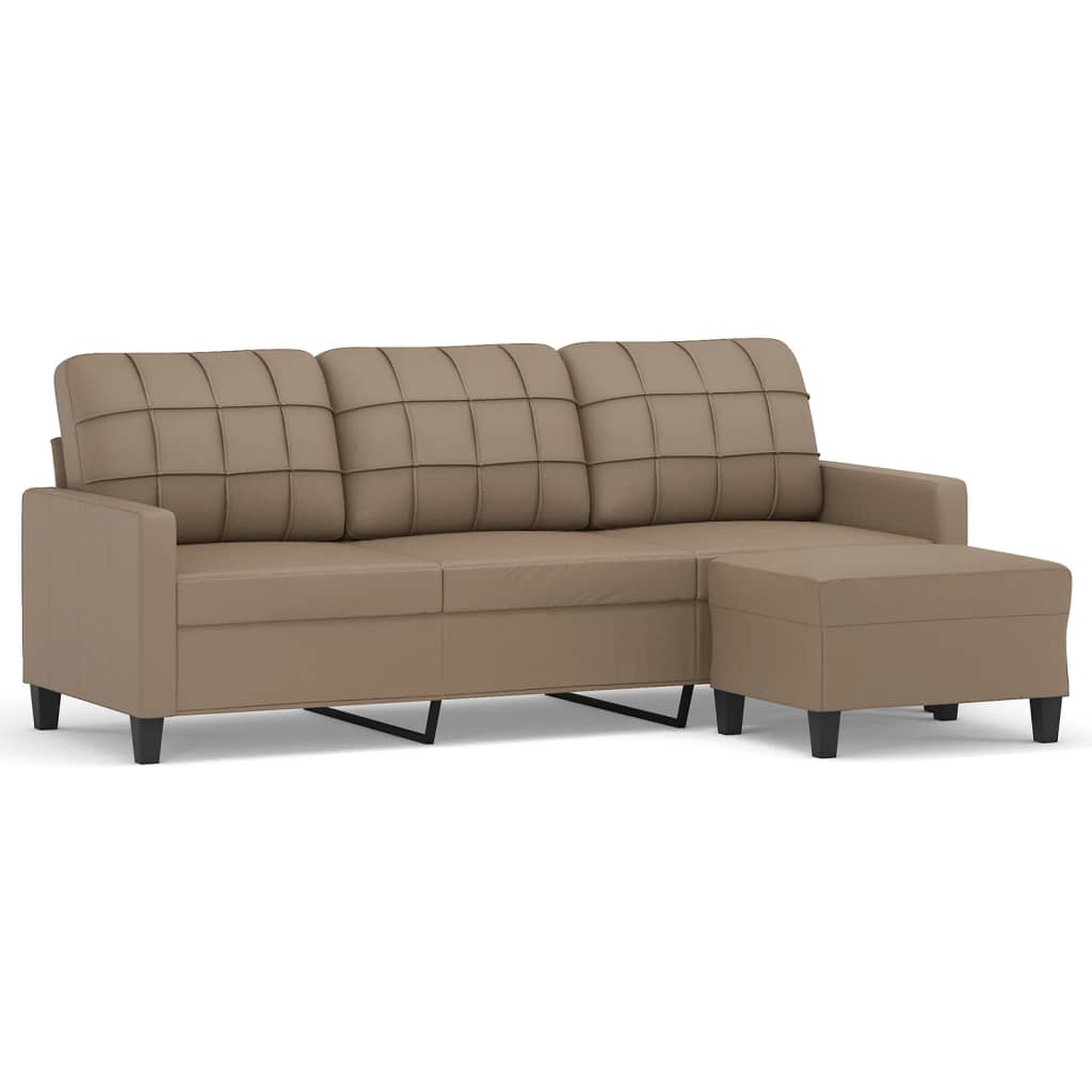 Trosjed s tabureom boja cappuccina 180 cm od umjetne kože