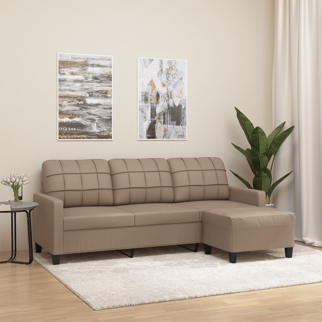 Trosjed s tabureom boja cappuccina 180 cm od umjetne kože