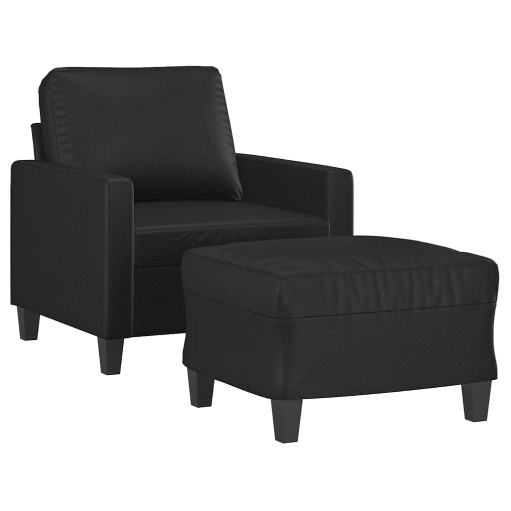 Fotelja s tabureom 60 cm od umjetne kože