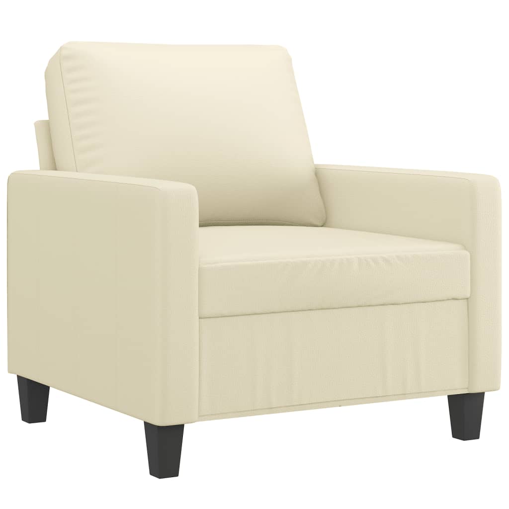 Fotelja s tabureom krem 60 cm od umjetne kože