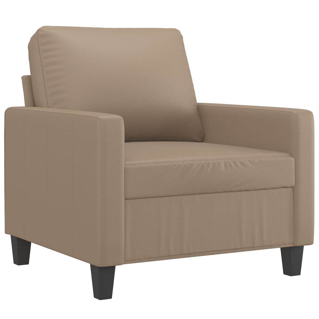 Fotelja s tabureom boja cappuccina 60 cm od umjetne kože