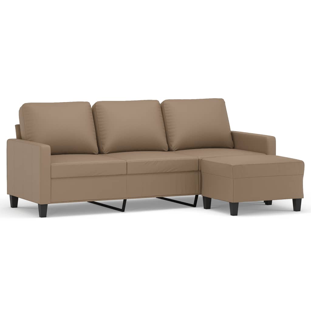 Trosjed s tabureom boja cappuccina 180 cm od umjetne kože