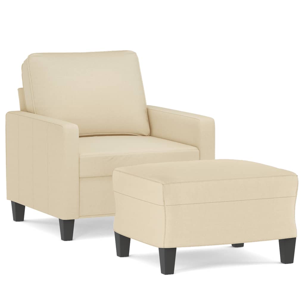 Fotelja s tabureom krem 60 cm od tkanine