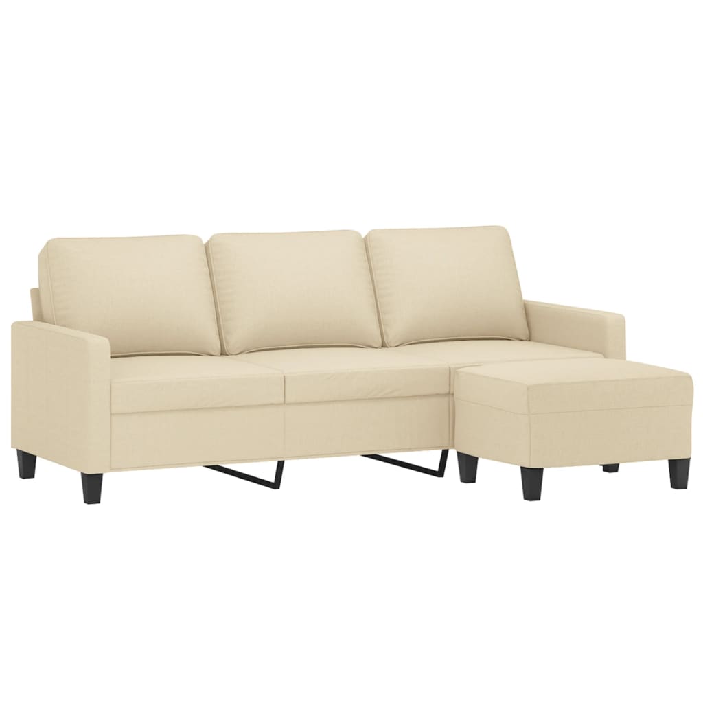 Trosjed s tabureom krem 180 cm od tkanine