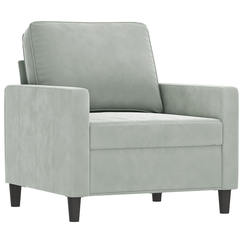 Fotelja s tabureom svjetlosiva 60 cm baršunasta