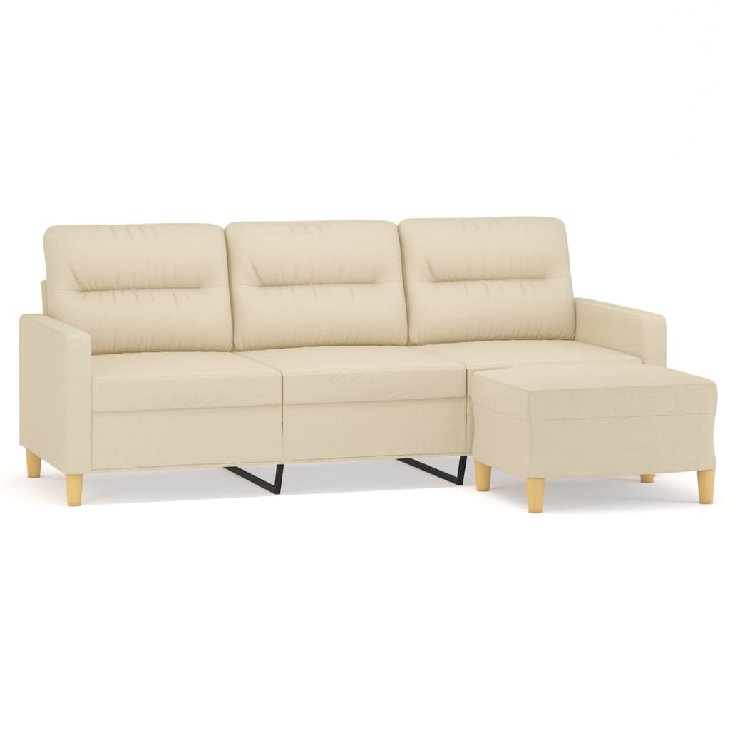 Trosjed s tabureom krem 180 cm od tkanine