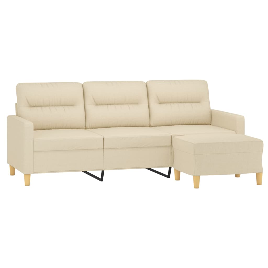 Trosjed s tabureom krem 180 cm od tkanine