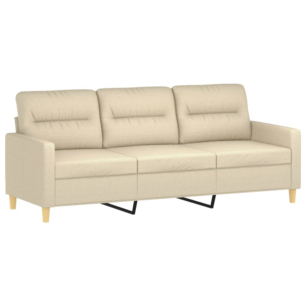 Trosjed s tabureom krem 180 cm od tkanine