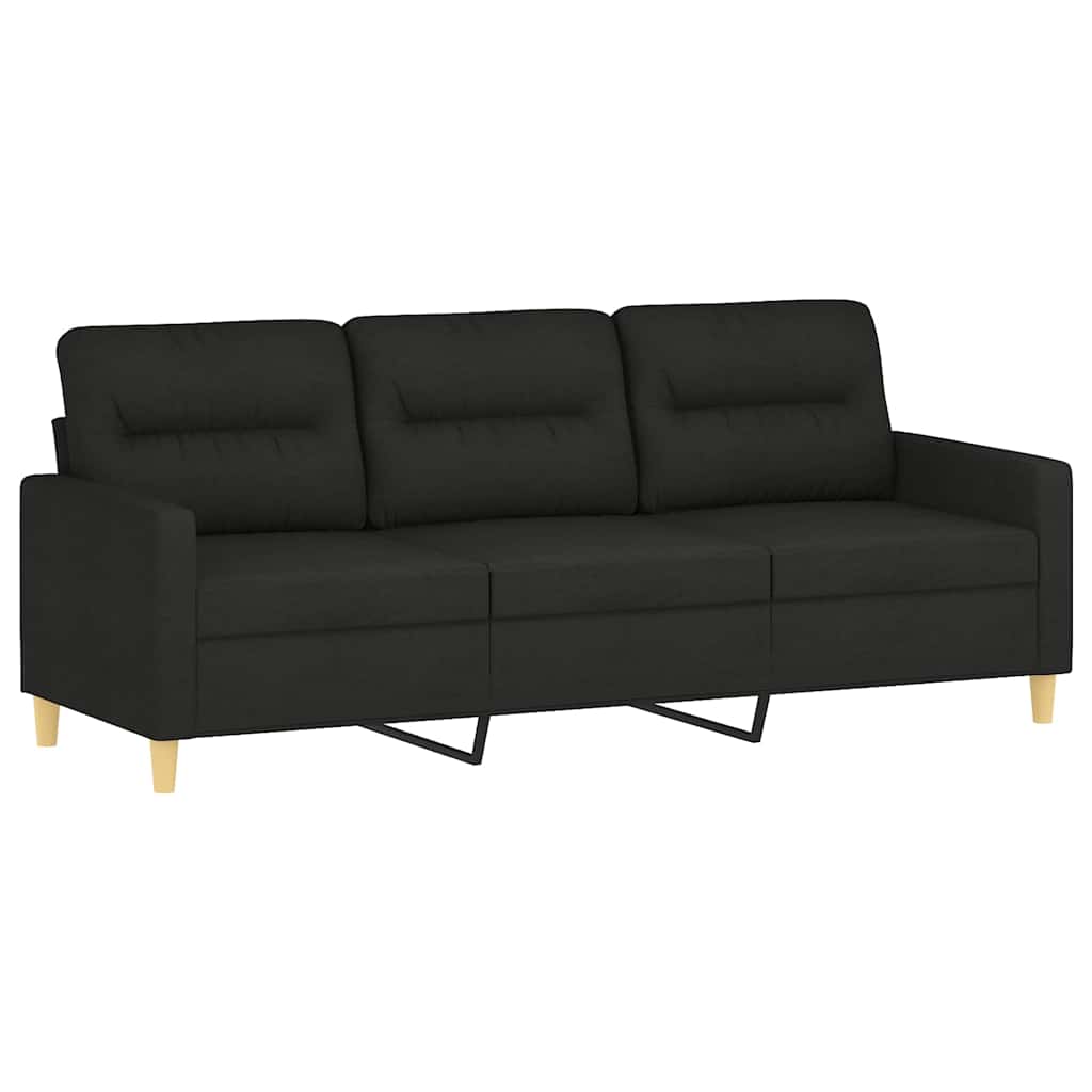 Trosjed s tabureom crni 180 cm od tkanine