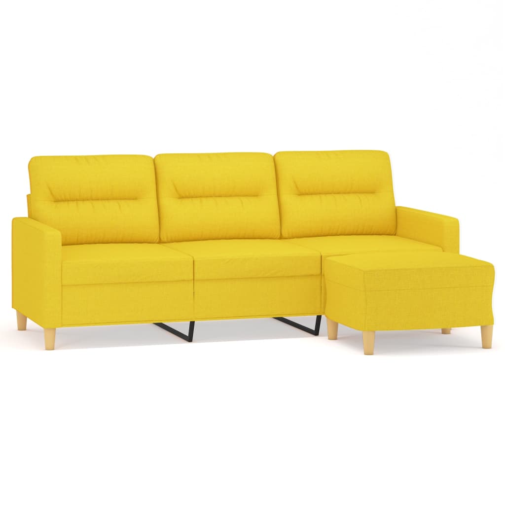 Trosjed s tabureom svjetložuti 180 cm od tkanine