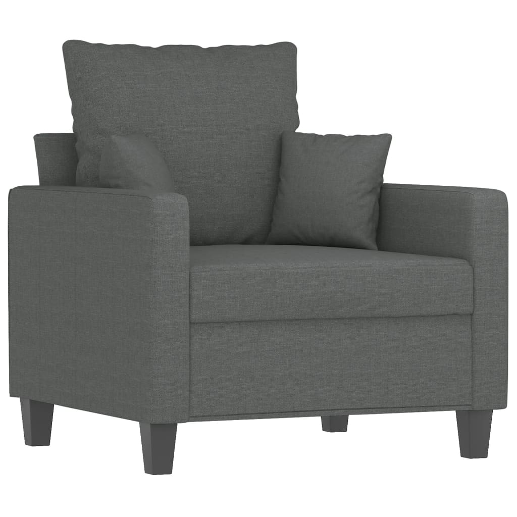 Fotelja s tabureom tamnosiva 60 cm od tkanine