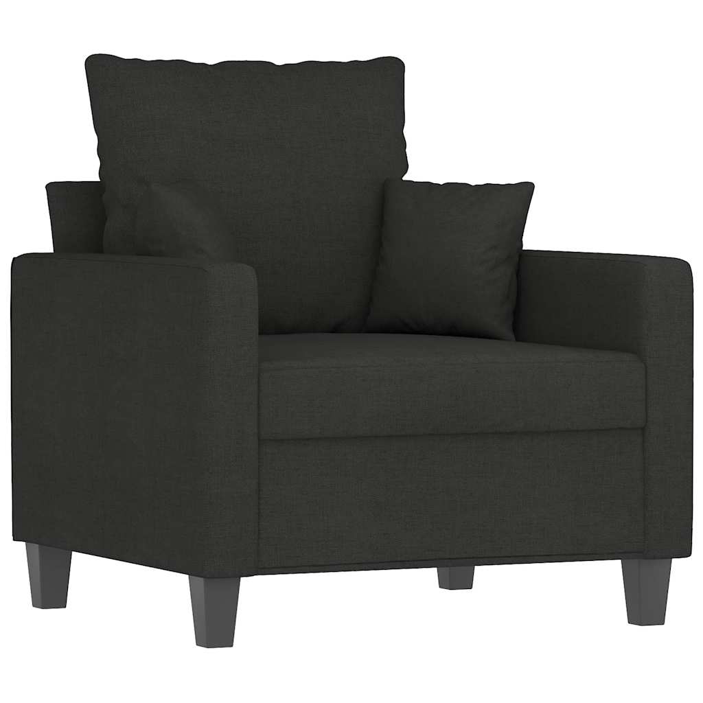 Fotelja s tabureom crna 60 cm od tkanine