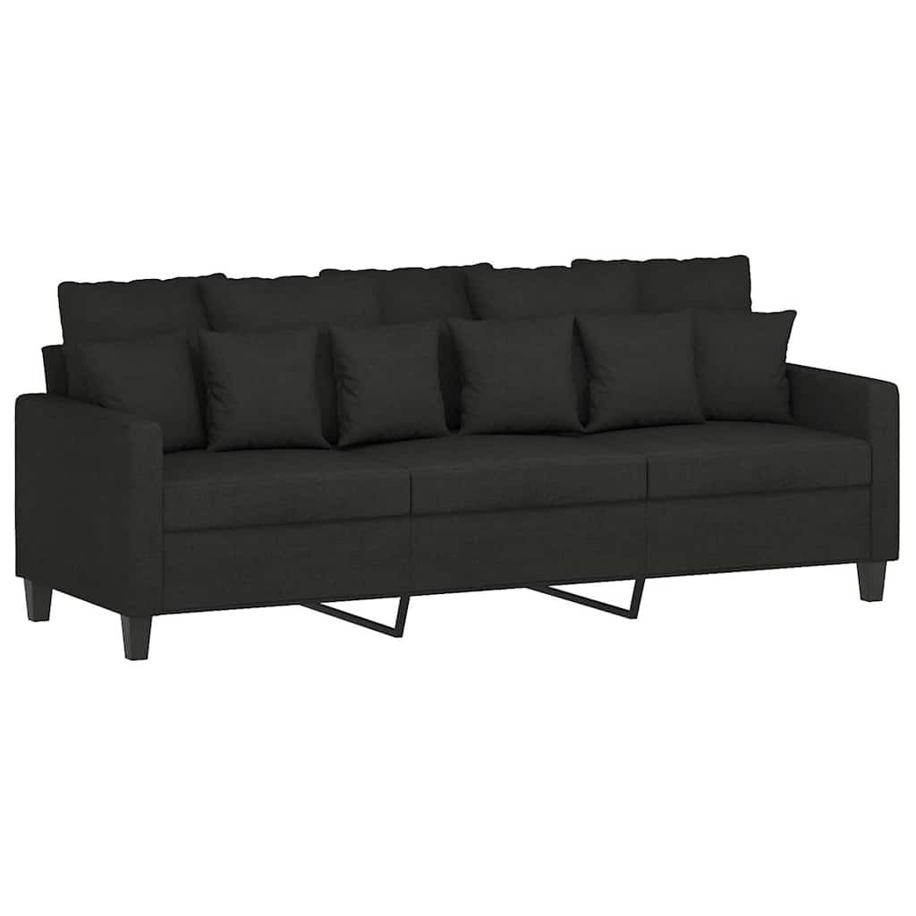 Trosjed s tabureom crni 180 cm od tkanine