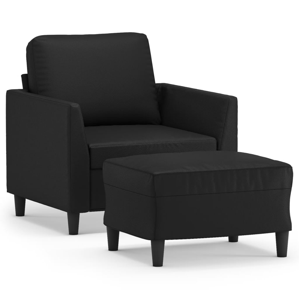 Fotelja s tabureom 60 cm od umjetne kože