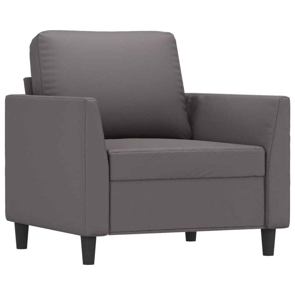 Fotelja s tabureom siva 60 cm od umjetne kože