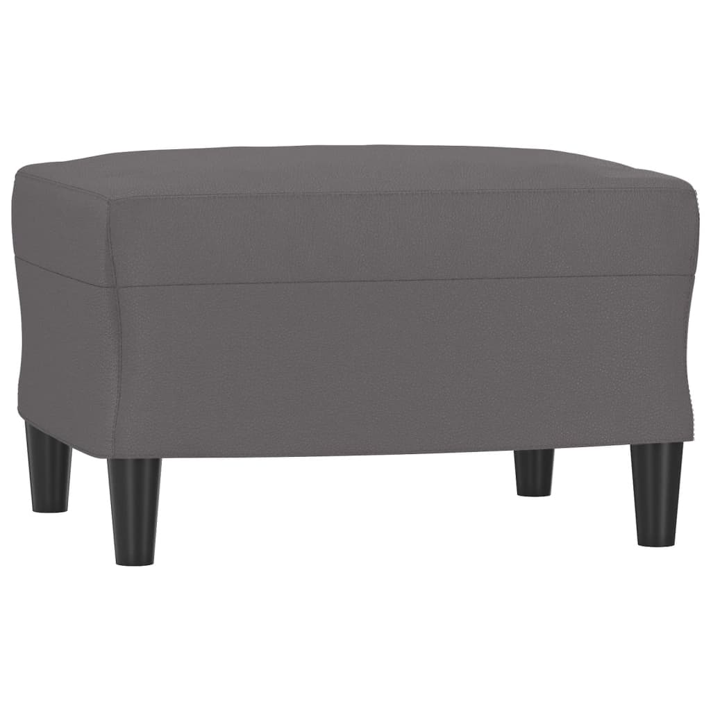 Fotelja s tabureom siva 60 cm od umjetne kože