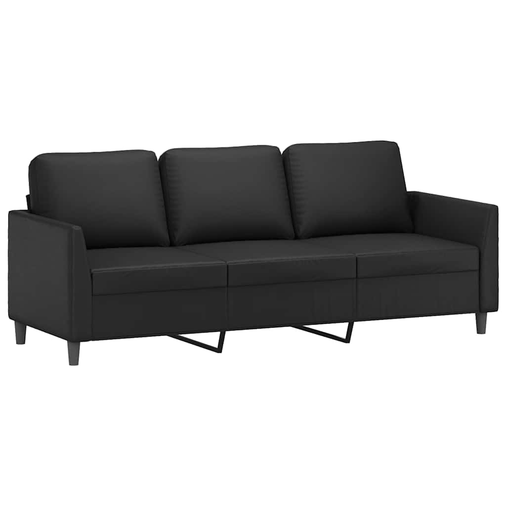 Trosjed s tabureom crni 180 cm od umjetne kože