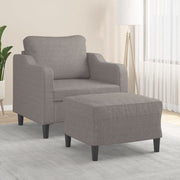 Fotelja s tabureom smeđesiva 60 cm od tkanine