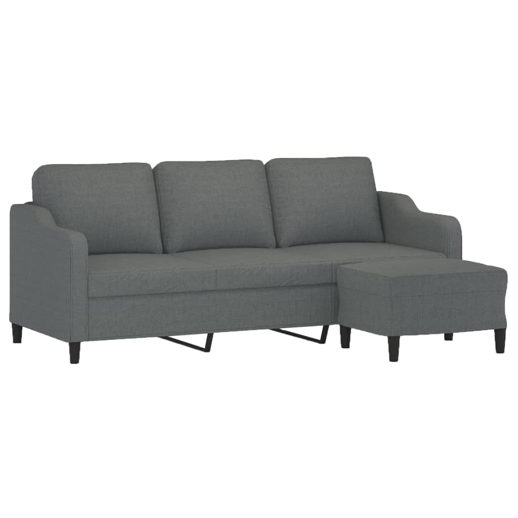Trosjed s tabureom tamnosivi 180 cm od tkanine