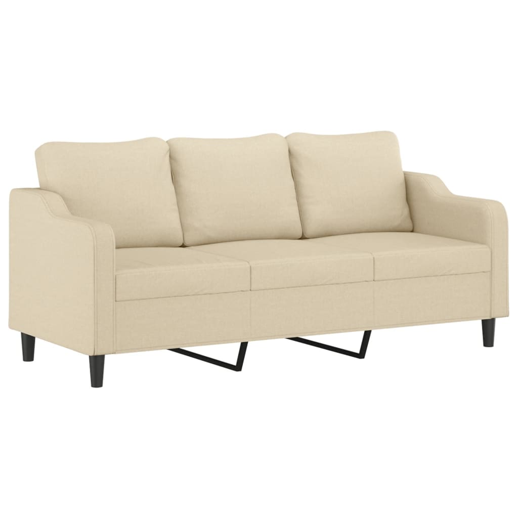 Trosjed s tabureom krem 180 cm od tkanine