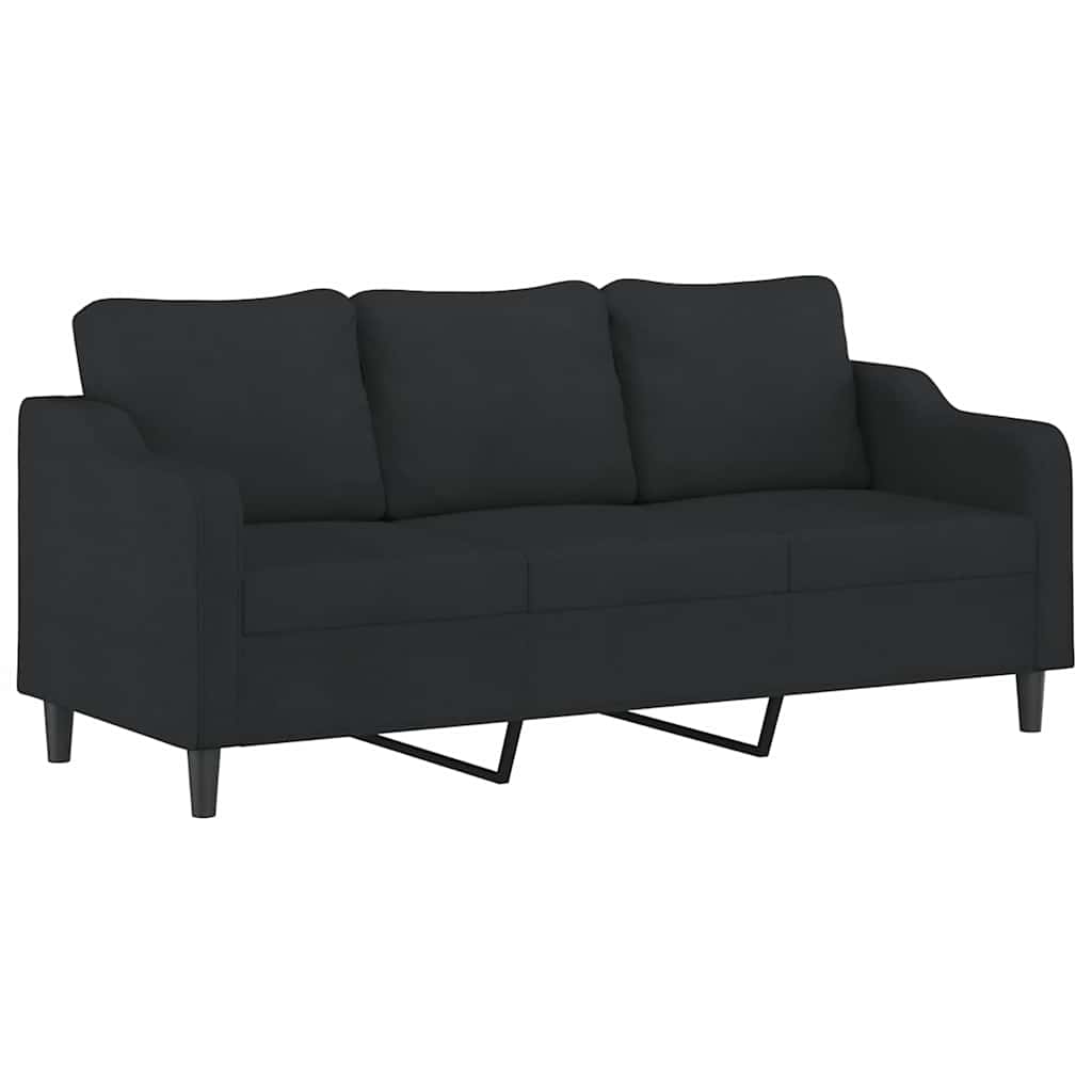 Trosjed s tabureom crni 180 cm od tkanine