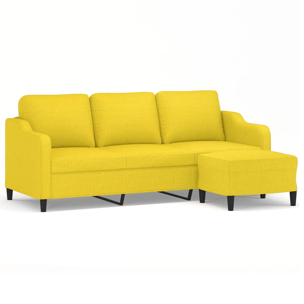 Trosjed s tabureom svjetložuti 180 cm od tkanine
