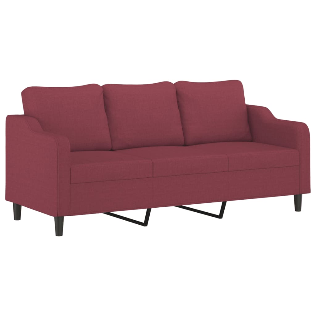 Trosjed s tabureom crvena boja vina 180 cm od tkanine