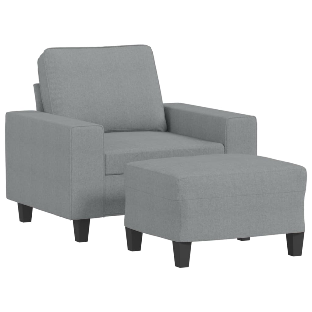 Fotelja s tabureom svjetlosiva 60 cm od tkanine