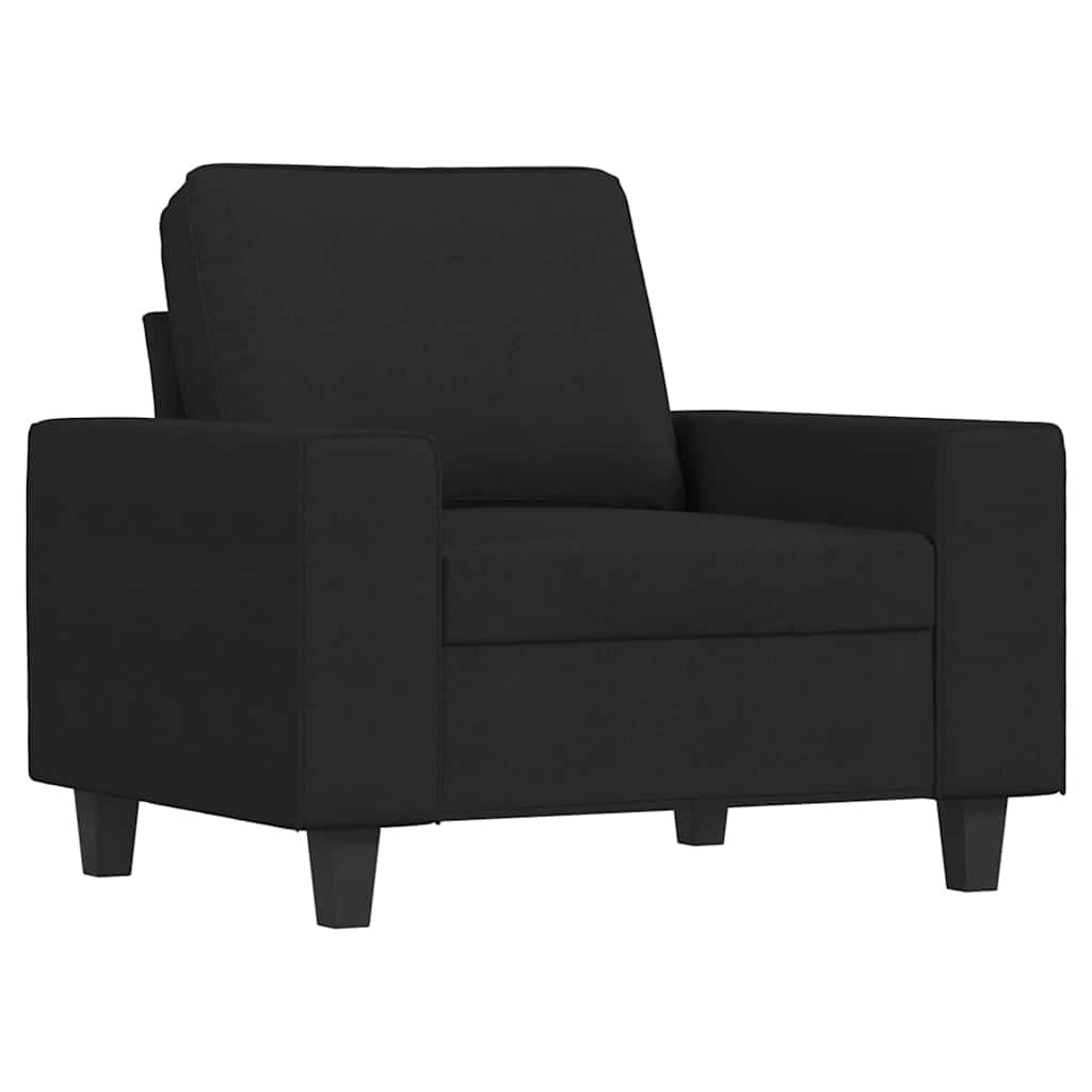 Fotelja s tabureom crna 60 cm od tkanine