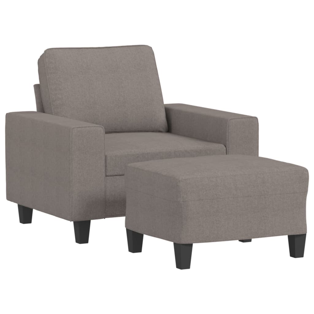Fotelja s tabureom smeđesiva 60 cm od tkanine