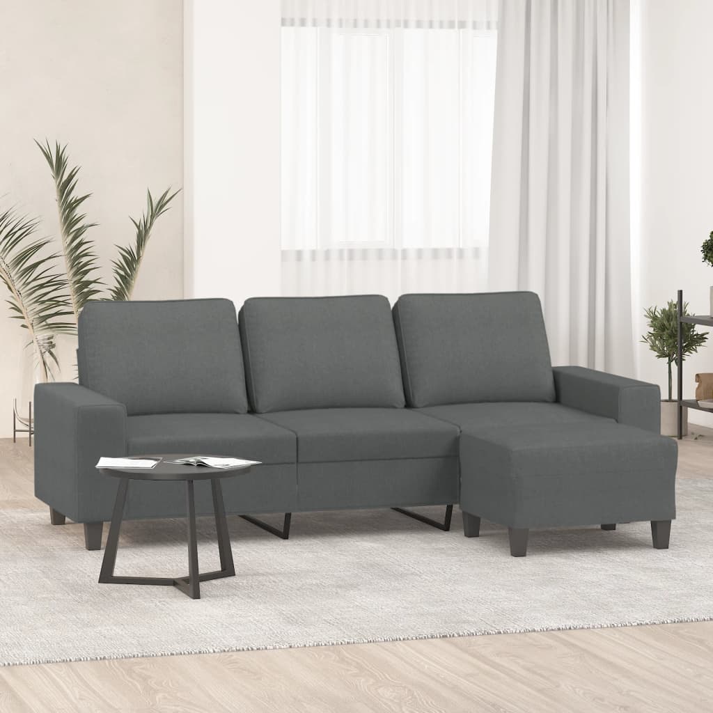 Trosjed s tabureom tamnosivi 180 cm od tkanine
