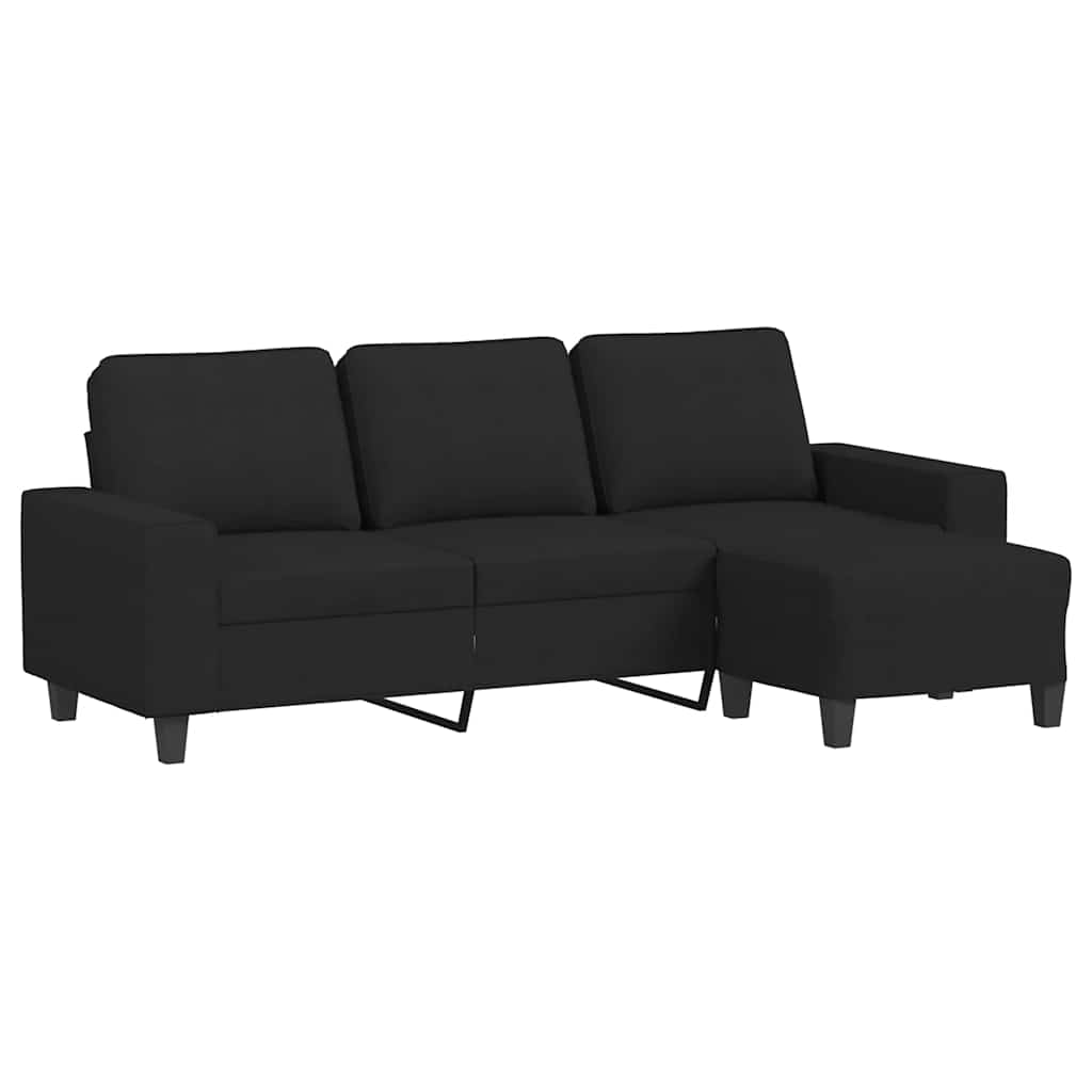 Trosjed s tabureom crni 180 cm od tkanine