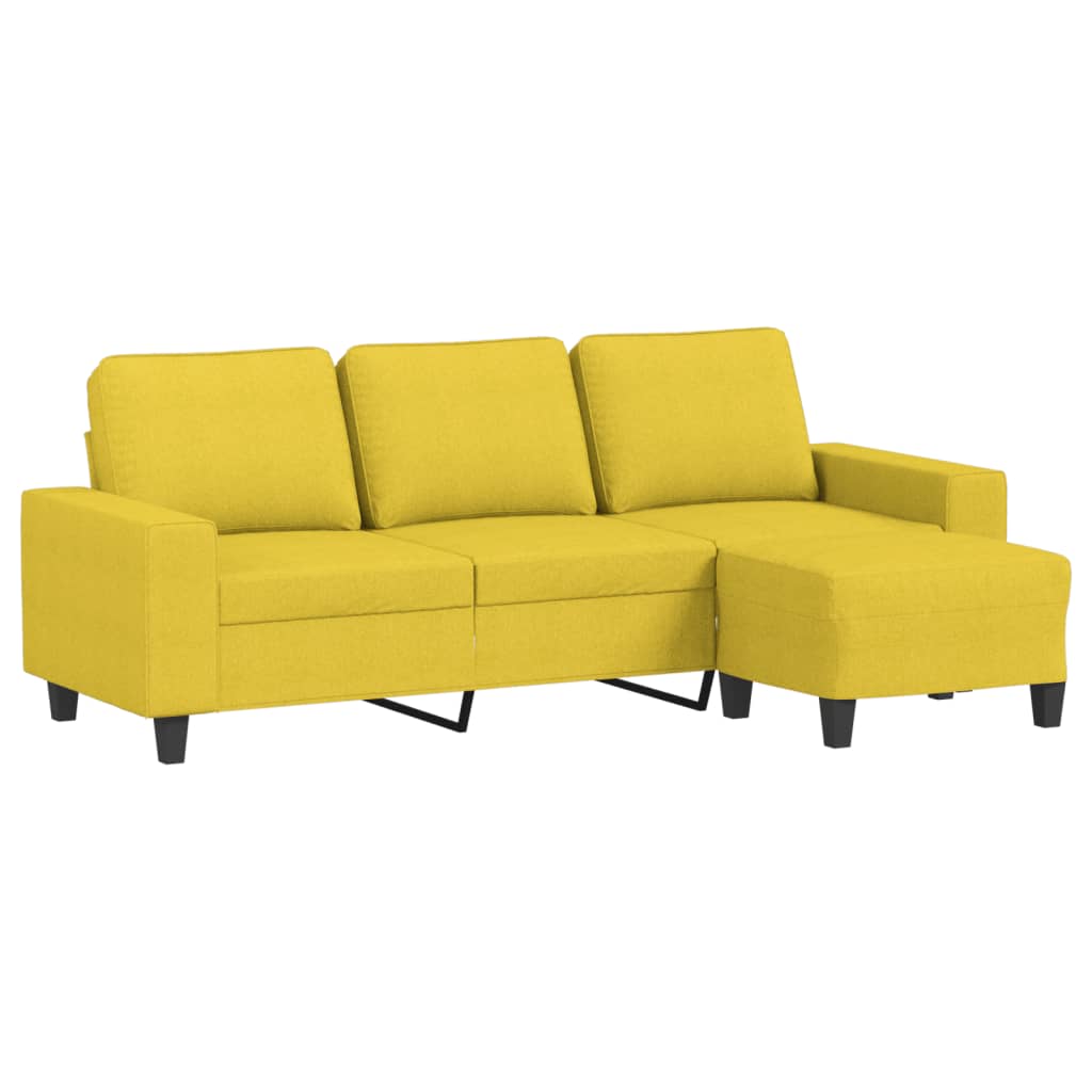 Trosjed s tabureom svjetložuti 180 cm od tkanine