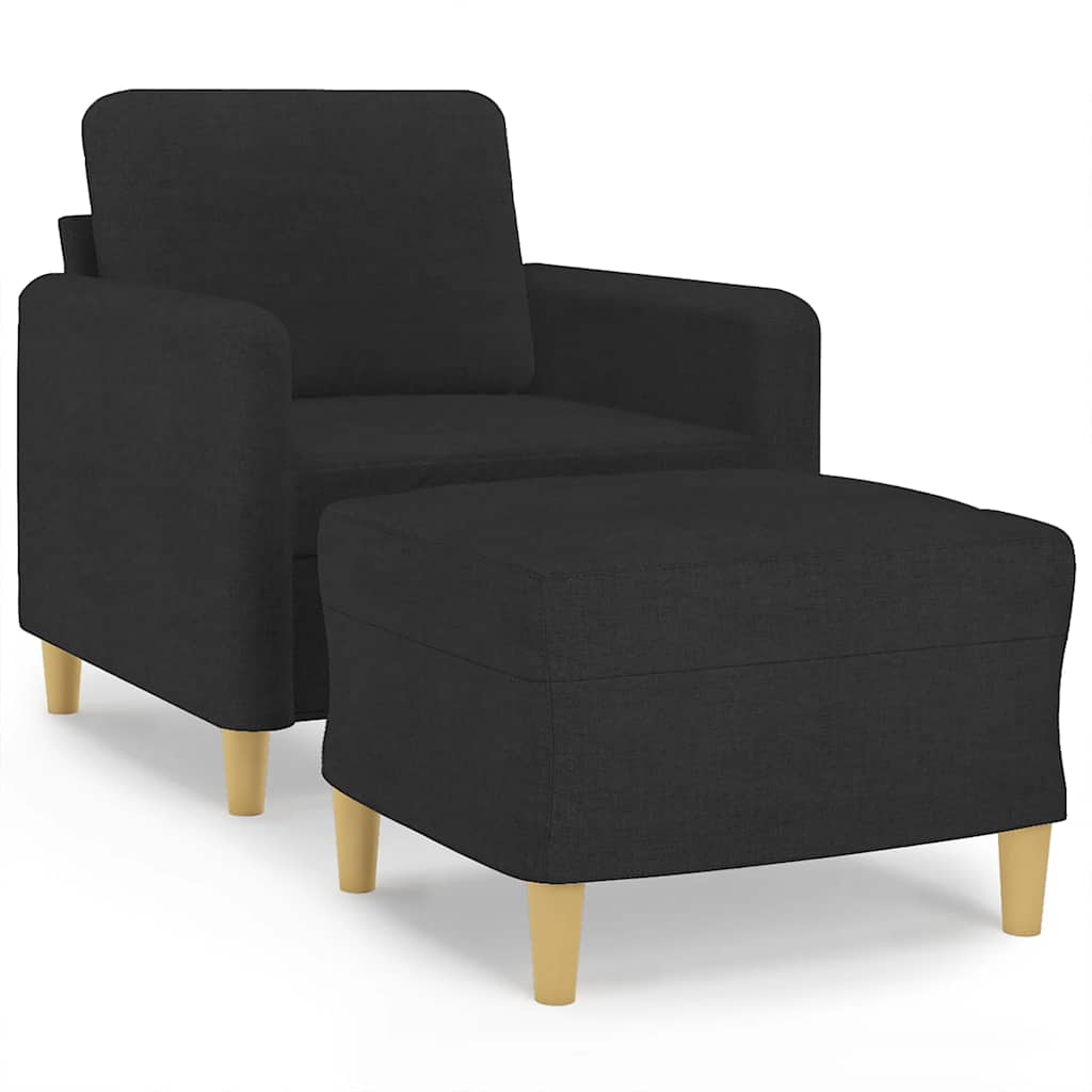 Fotelja s tabureom crna 60 cm od tkanine