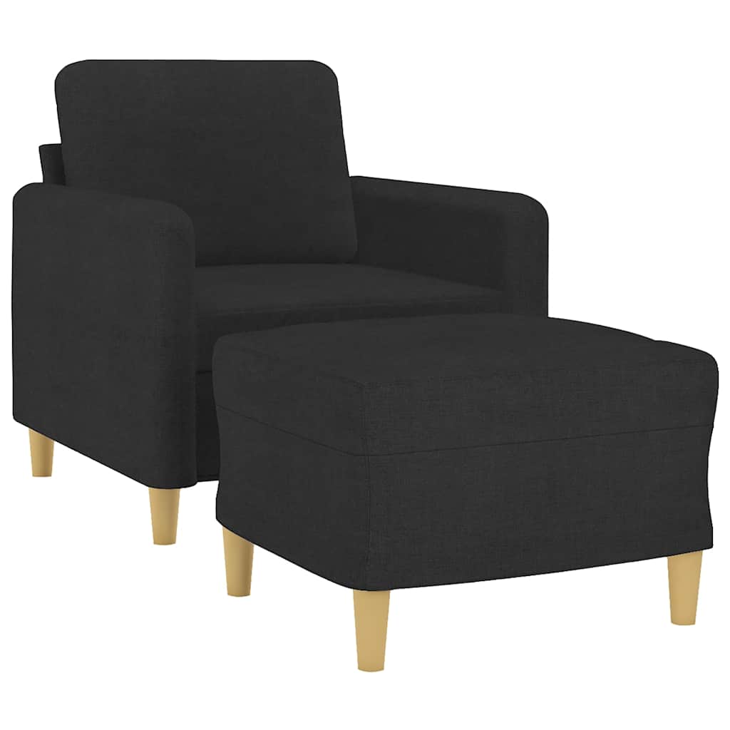 Fotelja s tabureom crna 60 cm od tkanine