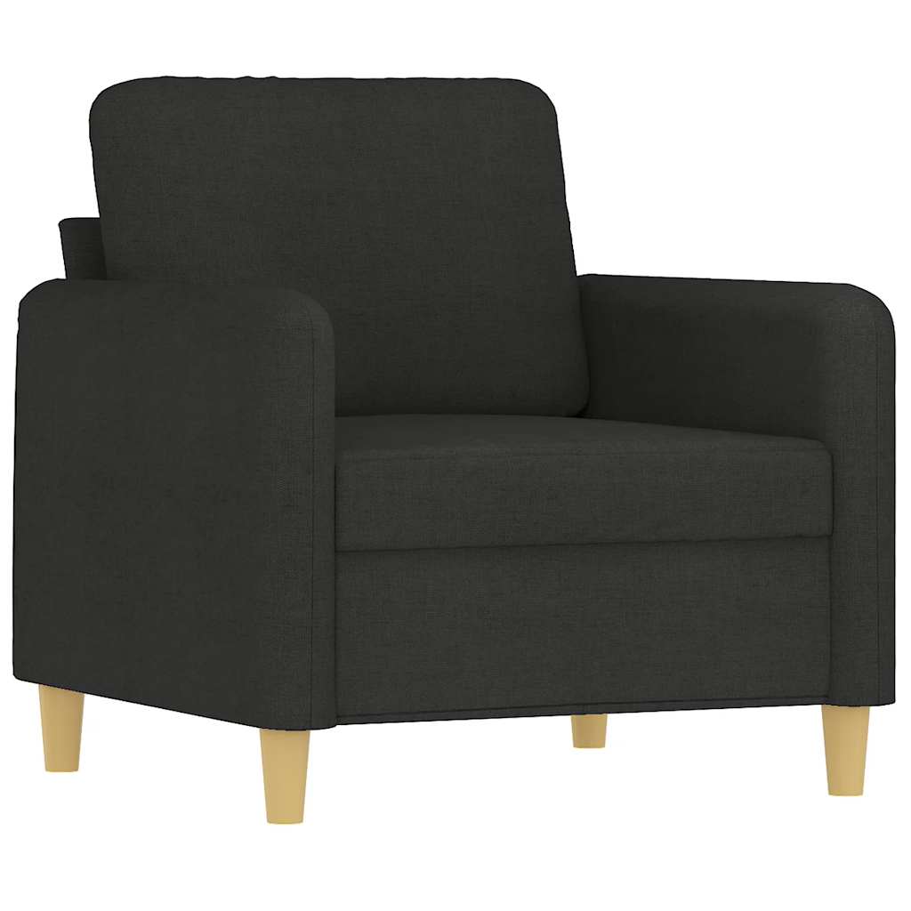 Fotelja s tabureom crna 60 cm od tkanine