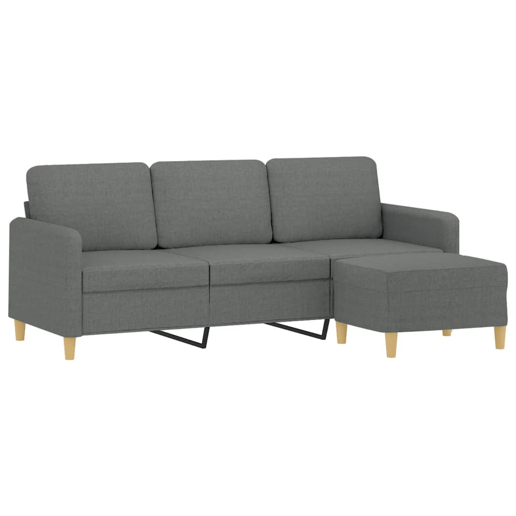 Trosjed s tabureom tamnosivi 180 cm od tkanine