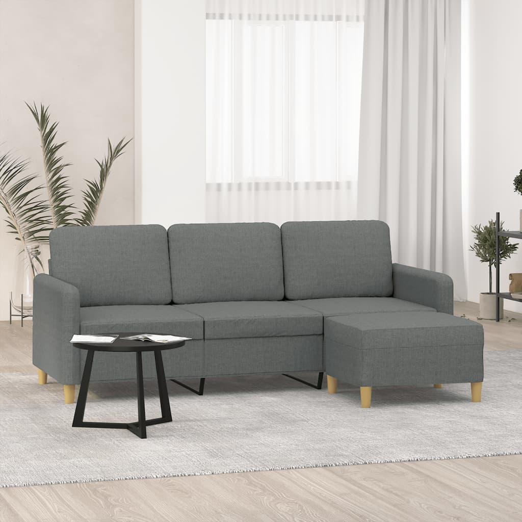 Trosjed s tabureom tamnosivi 180 cm od tkanine