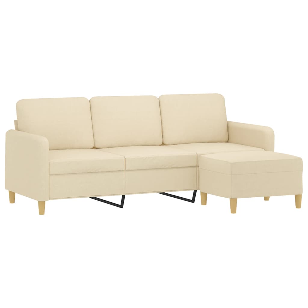 Trosjed s tabureom krem 180 cm od tkanine