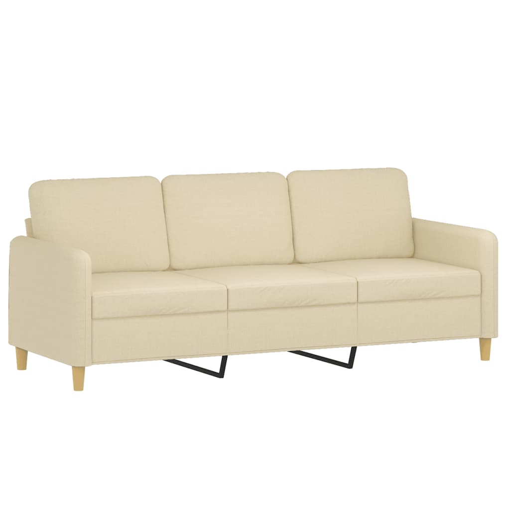 Trosjed s tabureom krem 180 cm od tkanine