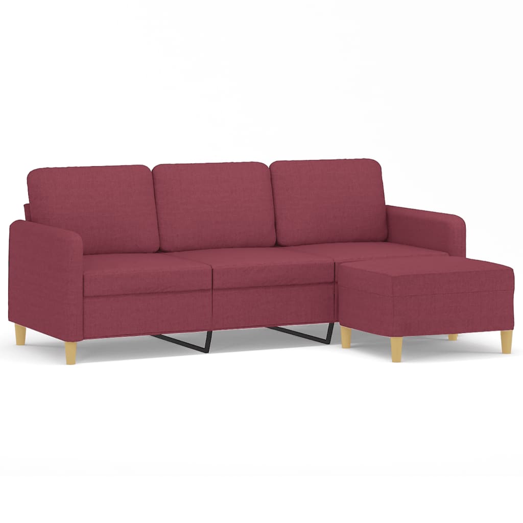 Trosjed s tabureom crvena boja vina 180 cm od tkanine