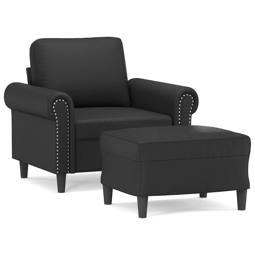 Fotelja s tabureom 60 cm od umjetne kože