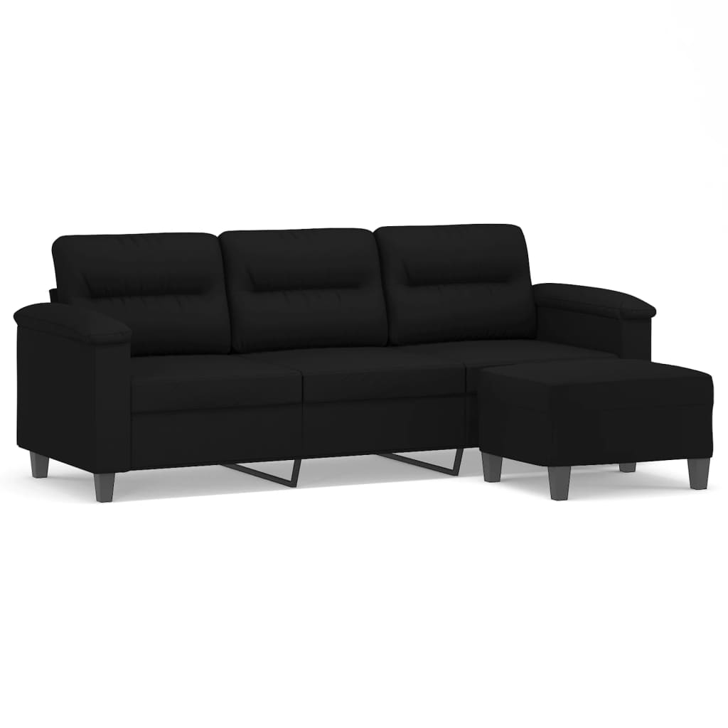 Trosjed s tabureom crni 180 cm od mikrovlakana
