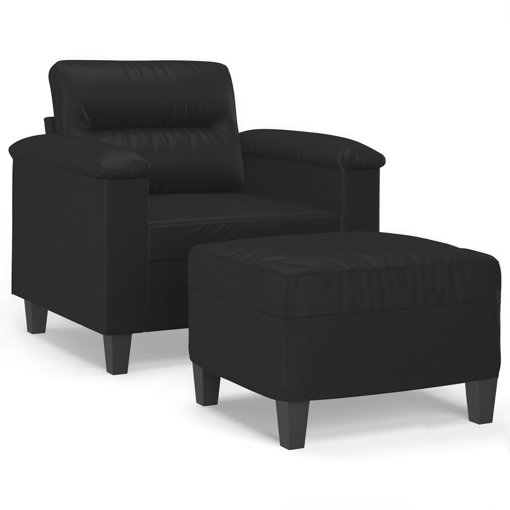 Fotelja s tabureom 60 cm od umjetne kože