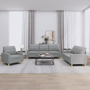 3-dijelni set sofa s jastucima svjetlosivi od tkanine Siva