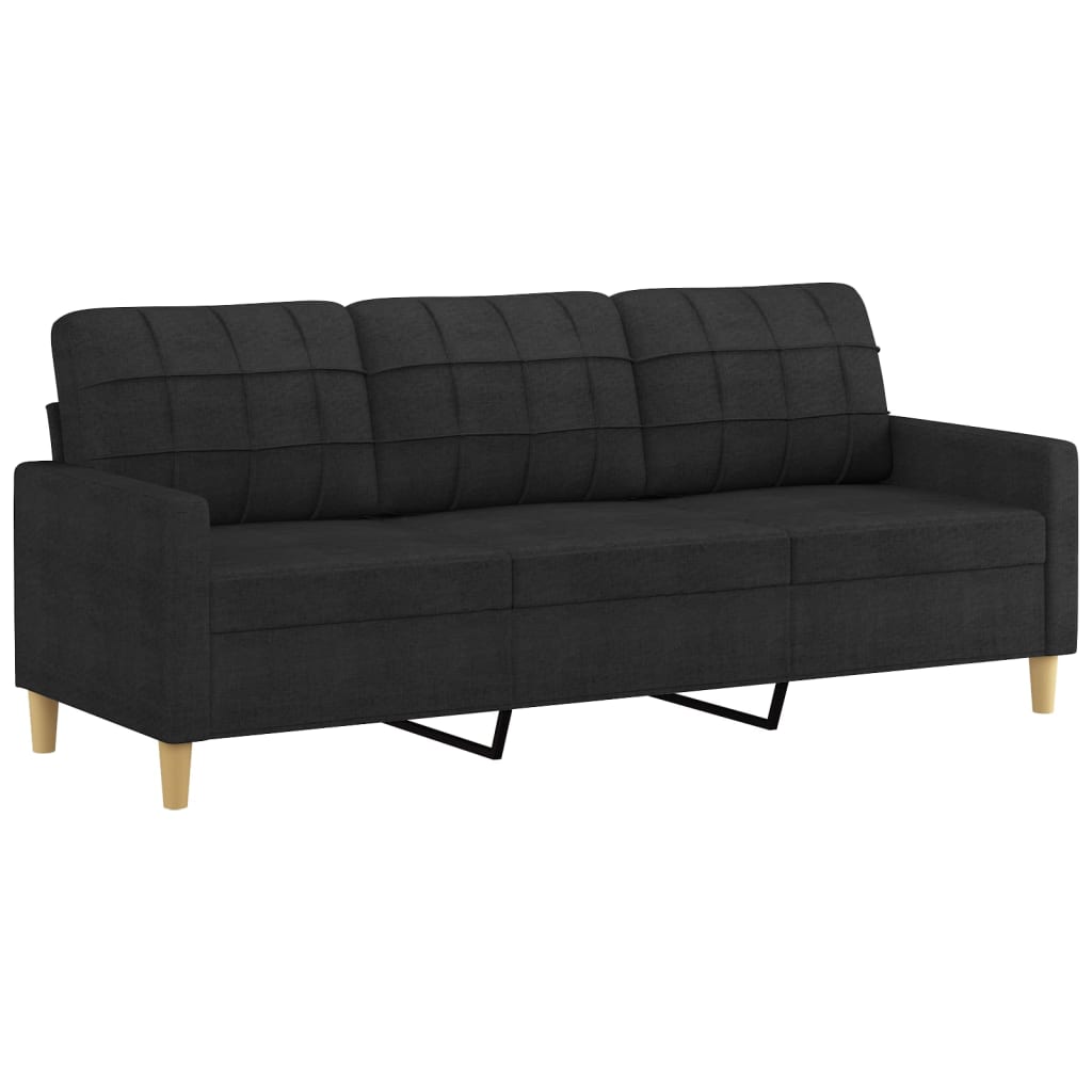 4-dijelni set sofa s jastucima crni od tkanine Crna