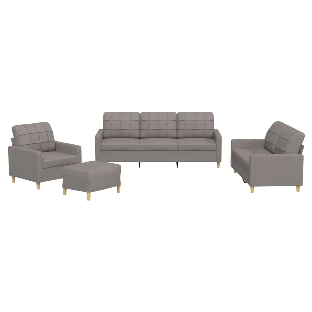 4-dijelni set sofa s jastucima smeđesivi od tkanine